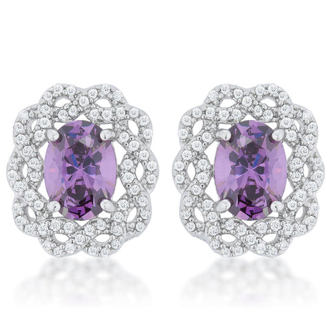 Amethyst Oval Stud Earrings