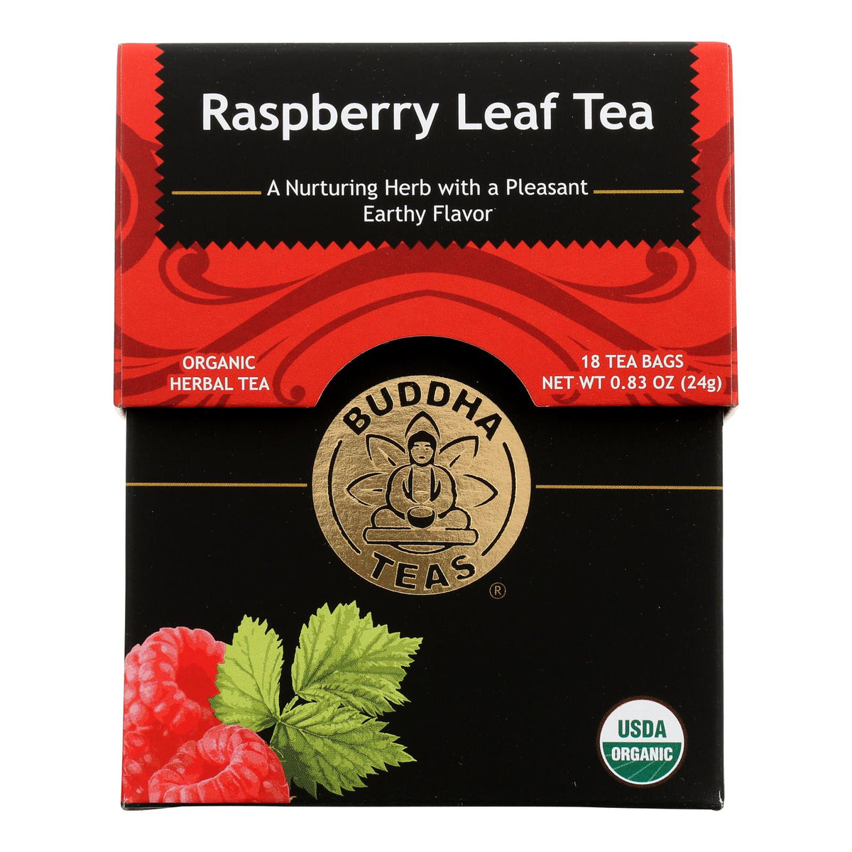 Buddha Teas - Organic Tea - Raspberry Leaf - Case Of 6 - 18 Count