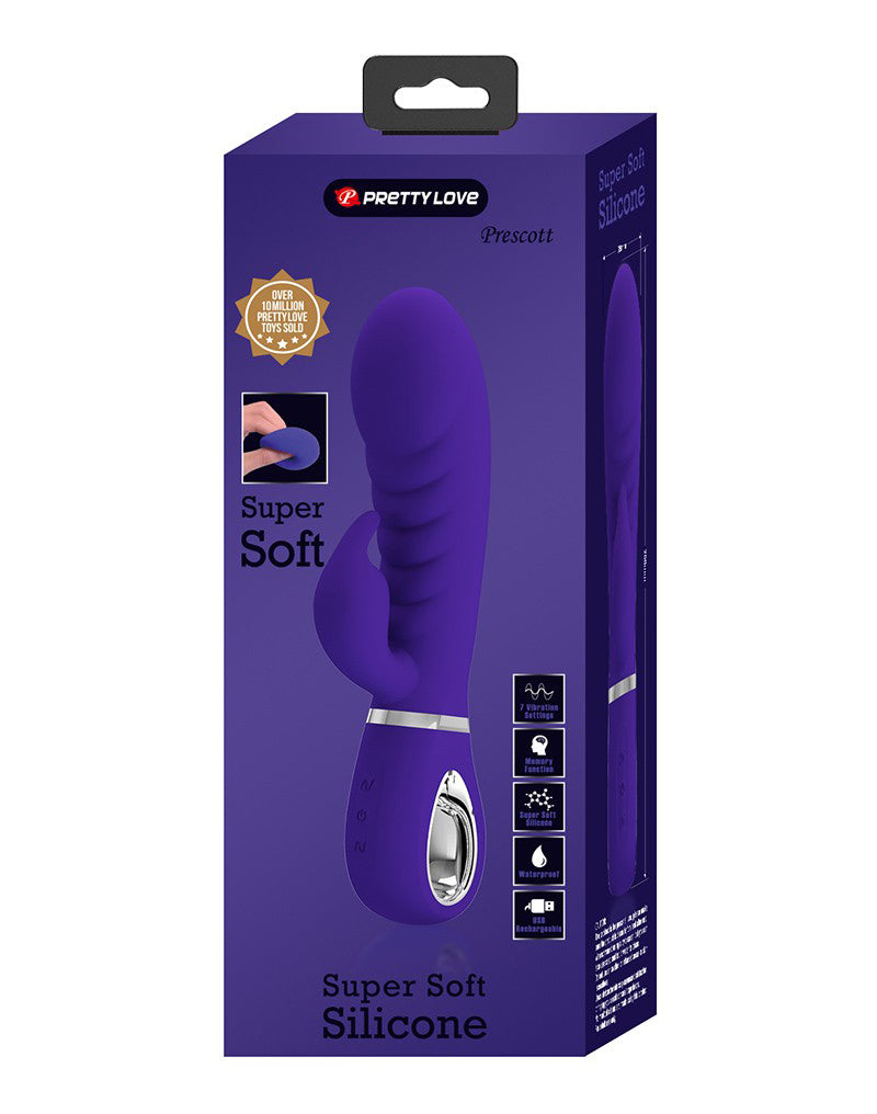 Prescott Super Soft Rabbit Silicone Vibrator -  Purple