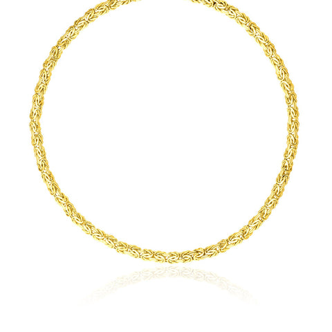 14k Yellow Gold Fancy Byzantine Chain Necklace