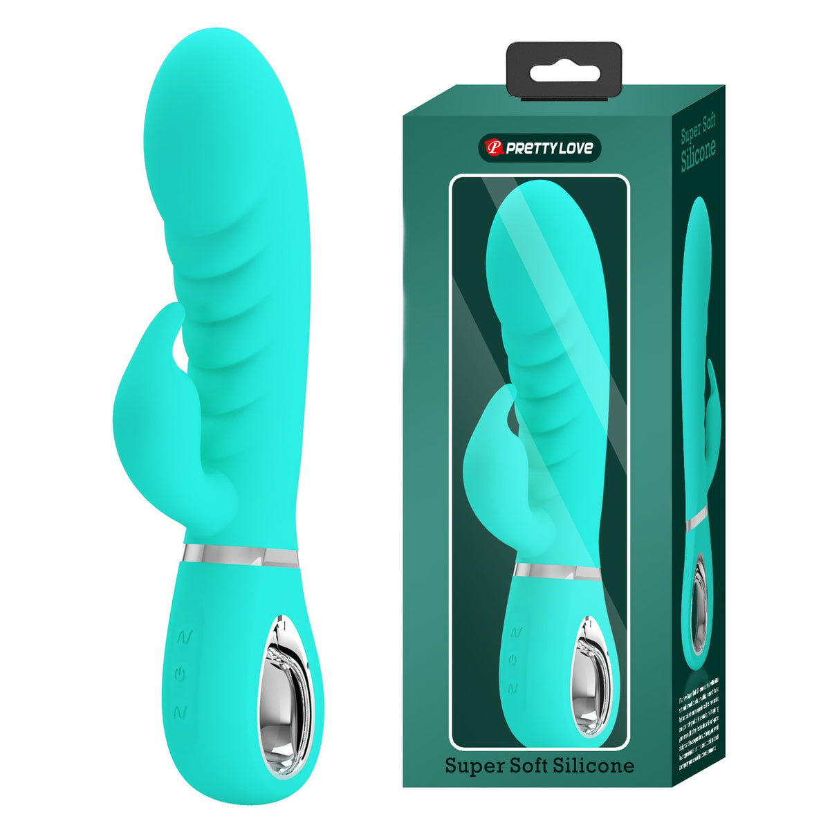 Prescott Super Soft Rabbit Silicone Vibrator -  Teal