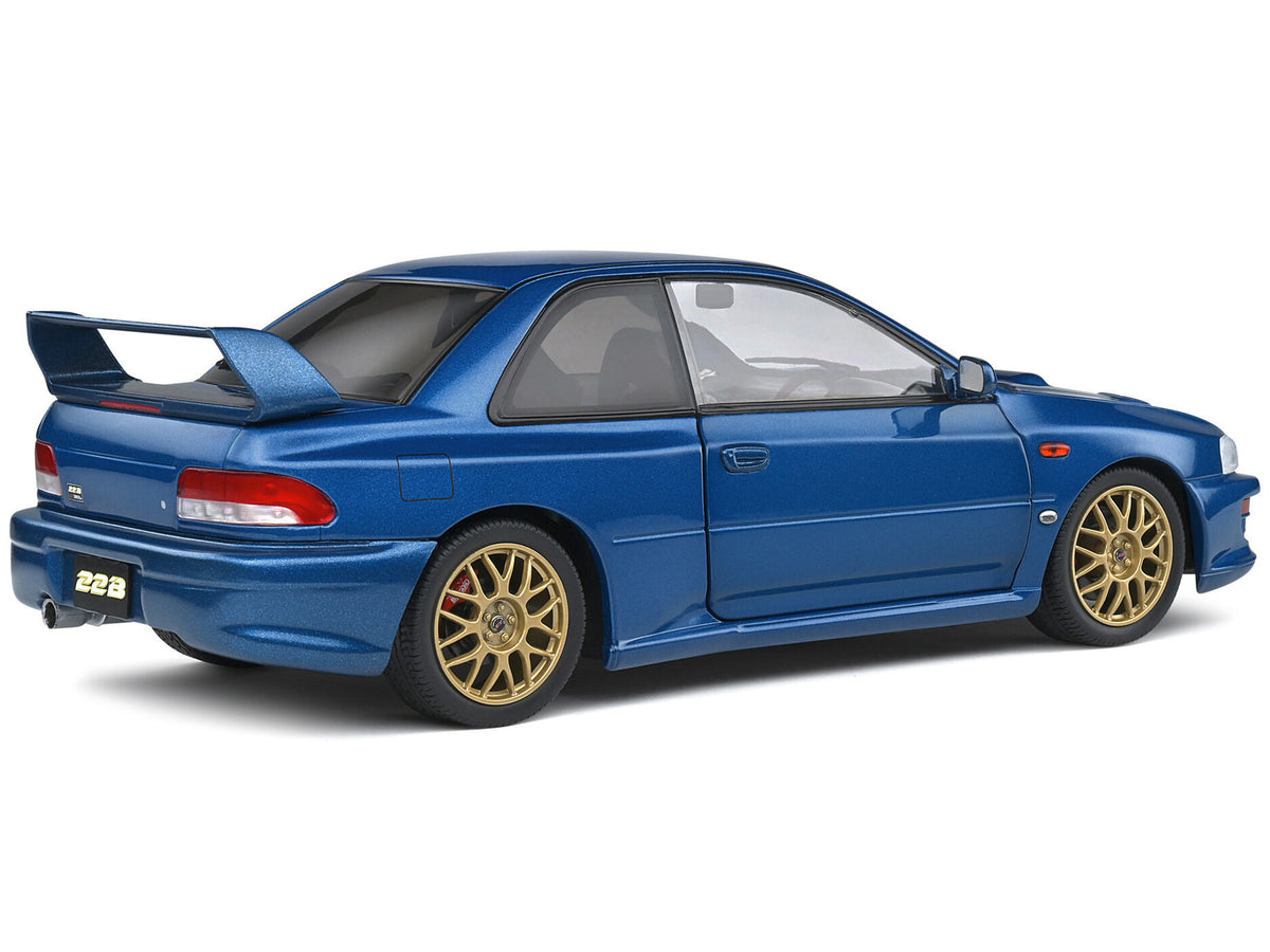 1998 Subaru Impreza 22B STi RHD (Right Hand Drive) Blue Metallic with Gold Wheels 1/18 Diecast Model Car by Solido