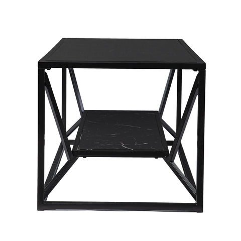 42" Black Glass And Metal Rectangular Coffee Table