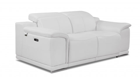 72" White Italian Leather Reclining Love Seat