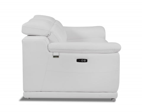 72" White Italian Leather Reclining Love Seat