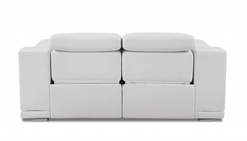 72" White Italian Leather Reclining Love Seat