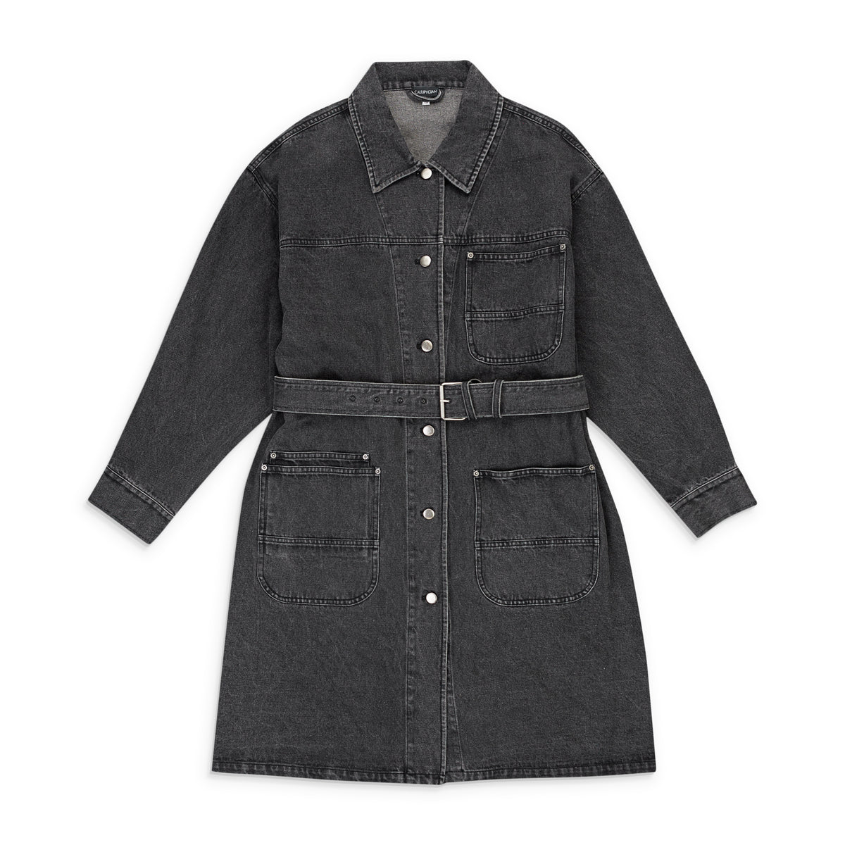 95-CPN-0034/XS S20AAEP11016 BLACK BLACK WASH CALLIPYGIAN DENIM TRENCH COAT Size XS