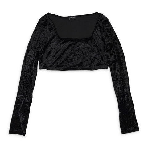 95-CPN-1099/XS VP94035_BLACK BLACK CALLIPYGIAN CRUSHED VELVET CROP TOP Size XS