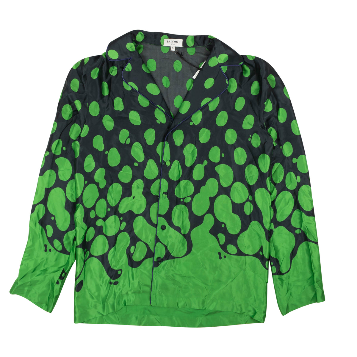 NWT Palomo GREEN MERCURY SILK SHIRT Size M $490