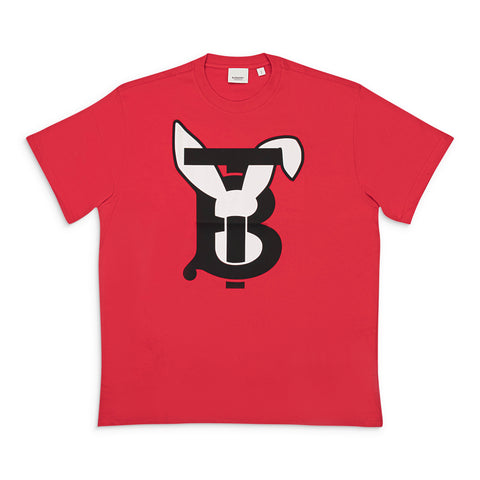 NWT Burberry Red Bunny Ear Grahpic LOGO T-Shirt Size S $510