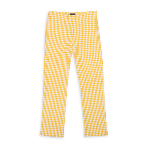 95-CPN-1078/2 209169 YELLOW Callipygian SEERSUCKER GINGHAM NARROW PANT Size 2