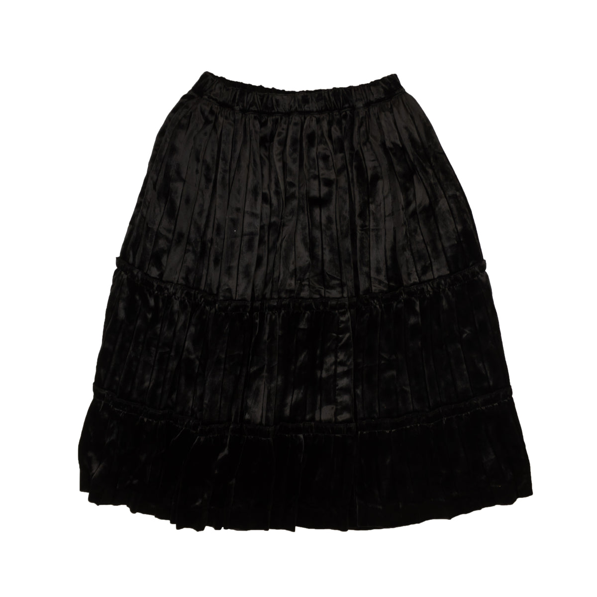 NWT COMME DES GARCONS Black Crush Velvet Tier Frill Trim Skirt Size S $2125