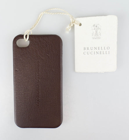 New BRUNELLO CUCINELLI Brown Pebbled Leather Iphone Case $340