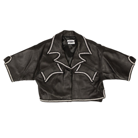 NWT RHUDE Black Lace-Trim Leather Shirt Size S $1365