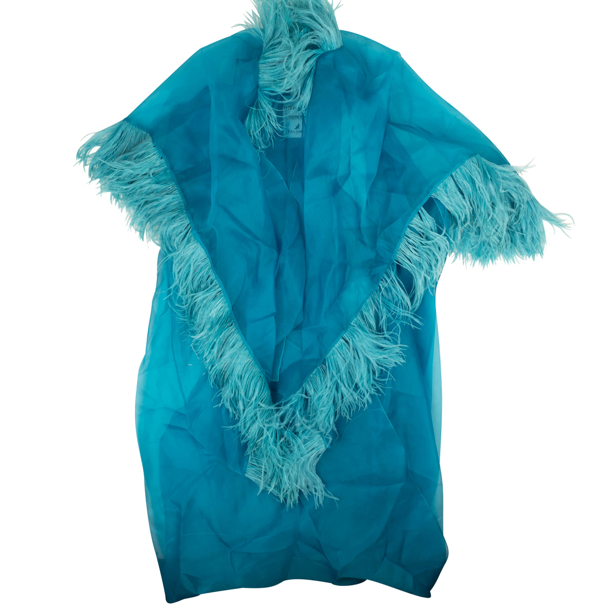 NWT PALOMO Blue Feather Trim Silk Robe Size XS $1795