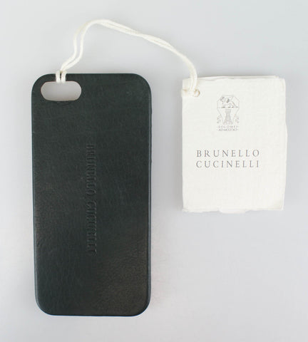 New BRUNELLO CUCINELLI Gunmetal Gray Pebbled Leather Iphone Case $380