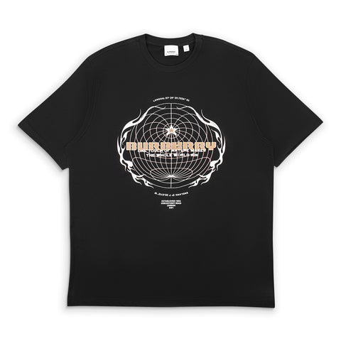 Burberry Black Printed Globe T-Shirt  Size S $510