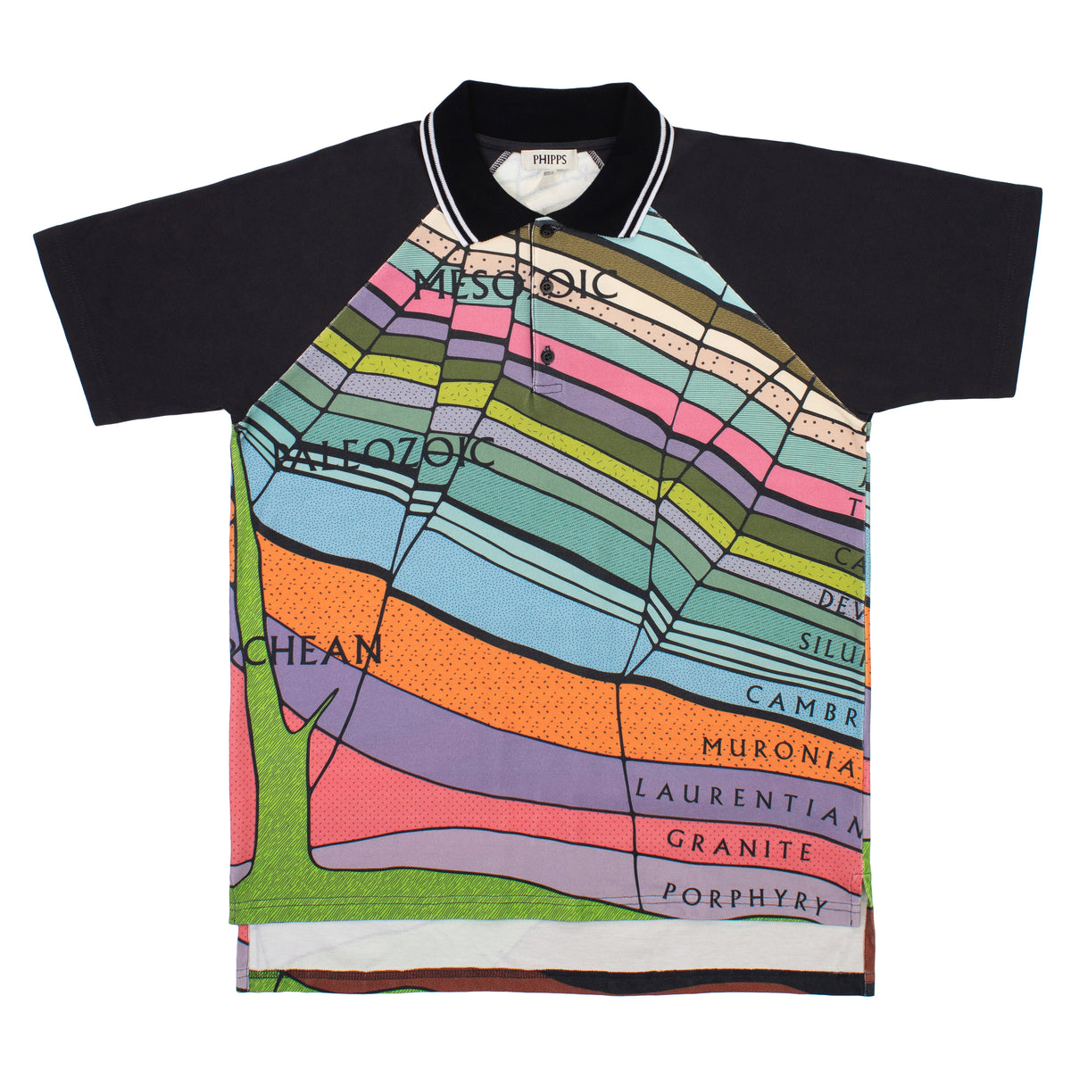 NWT PHIPPS GEOLOGICAL PRINT BL RAGLAN POLO SIZE L $425