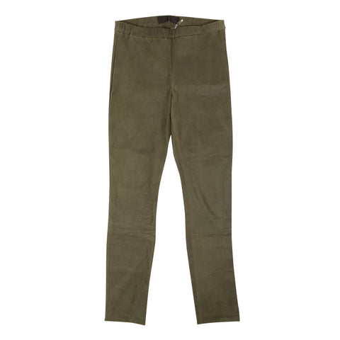 NEW HAIDER ACKERMANN Green Suede Leather Leggings Size 4/40 $1370