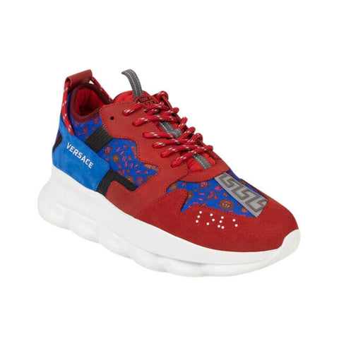 NIB VERSACE Red/Blue 'Barocco' Chain Reaction Sneakers Shoes Size 6.5/39.5