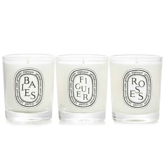 Scented Mini Candle Discovery Set: Baies, Figuier, Roses - 70g x3pcs