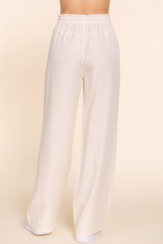 Elastic Waist Tencel Long Pants