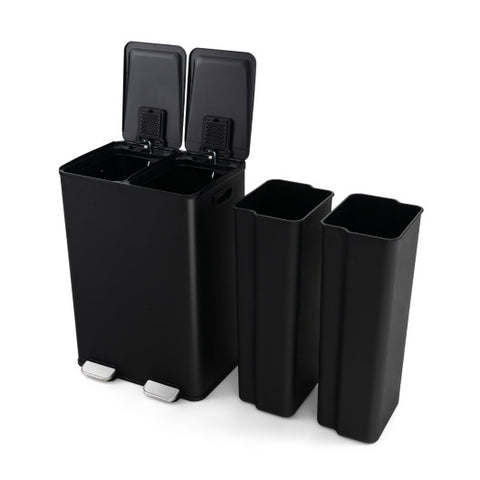 2 x 8 Gal Dual Compartment Trash Can-Black