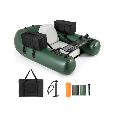 Inflatable Fishing Float Tube for Angling with Fish Ruler and Angling Base