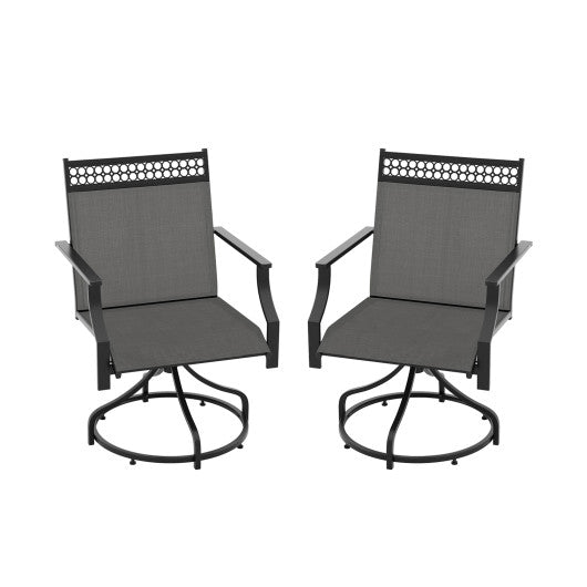 Patio Swivel Dining Chairs Set of 2 with Heavy-duty Metal Frame and Armrests-Gray