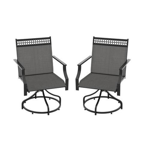 Patio Swivel Dining Chairs Set of 2 with Heavy-duty Metal Frame and Armrests-Gray