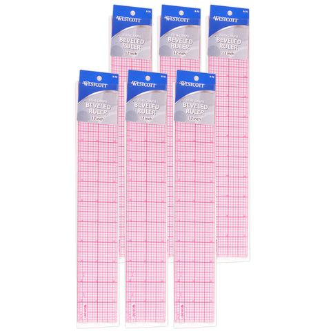 12" 8ths Beveled Grid Ruler, Pack of 6