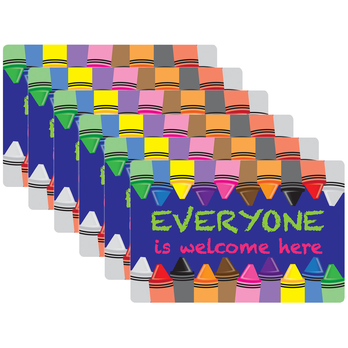 Computer Mouse Pad, 8" x 10", Everyone is Welcome Here, Crayons, Pack of 6