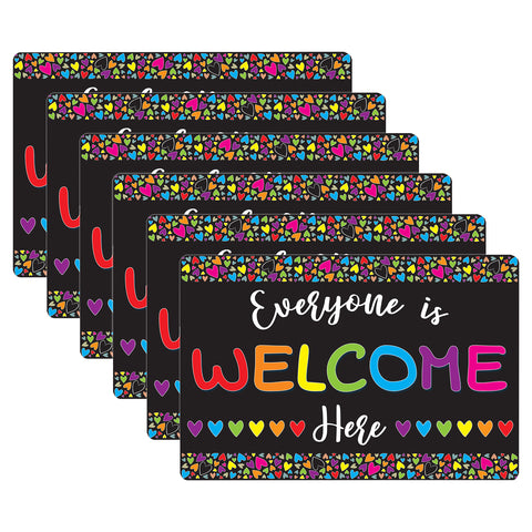 Computer Mouse Pad, 8" x 10", Everyone is Welcome Here, Hearts, Pack of 6