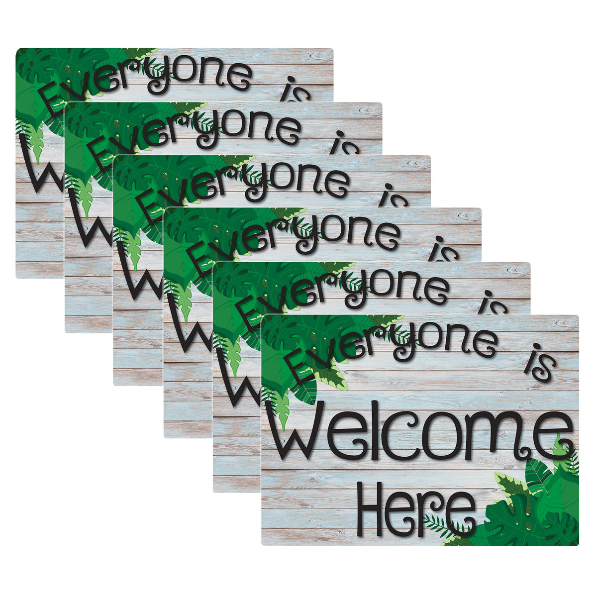 Computer Mouse Pad, 8" x 10", Everyone is Welcome Here, Beech Wood, Greenery, Pack of 6