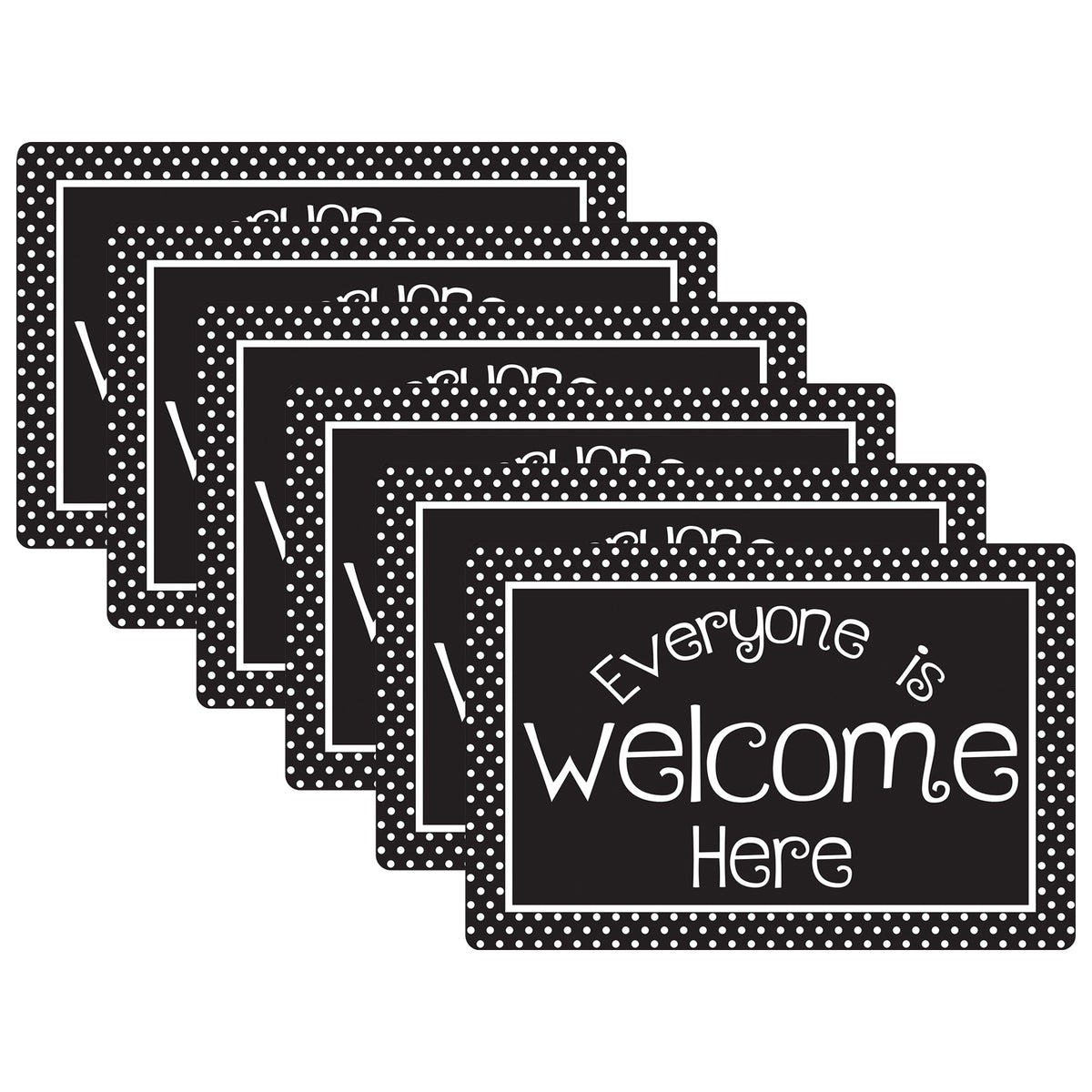 Computer Mouse Pad, 8" x 10", Everyone is Welcome Here, BW Dots, Pack of 6