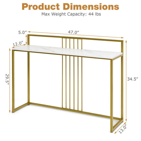 47 Inches Modern Console Table with Steel Frame and Storage Shelf-White