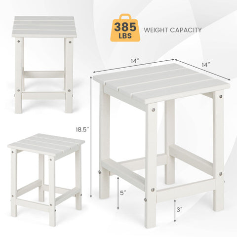 14 Inch Square Weather-Resistant Adirondack Side Table-White