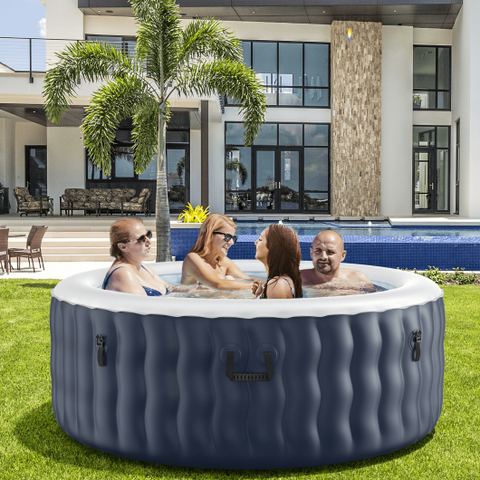 4 Person Inflatable Hot Tub Spa with 108 Massage Bubble Jets-Blue