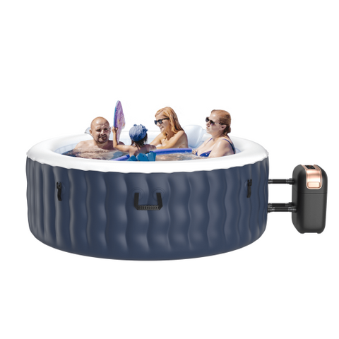 4 Person Inflatable Hot Tub Spa with 108 Massage Bubble Jets-Blue