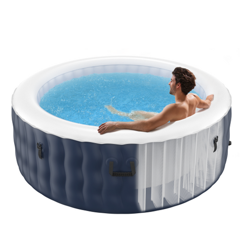 4 Person Inflatable Hot Tub Spa with 108 Massage Bubble Jets-Blue