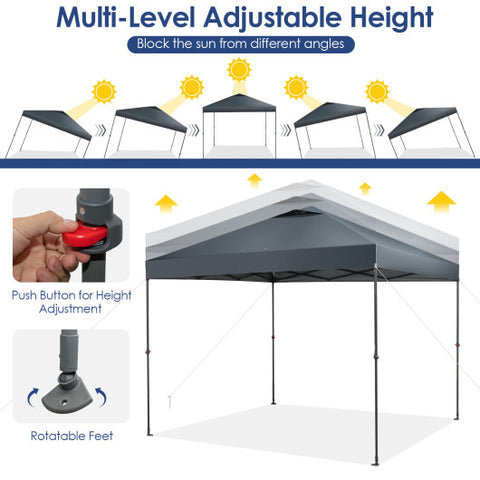 10 x 10 Feet Foldable Outdoor Instant Pop-up Canopy with Carry Bag-Gray