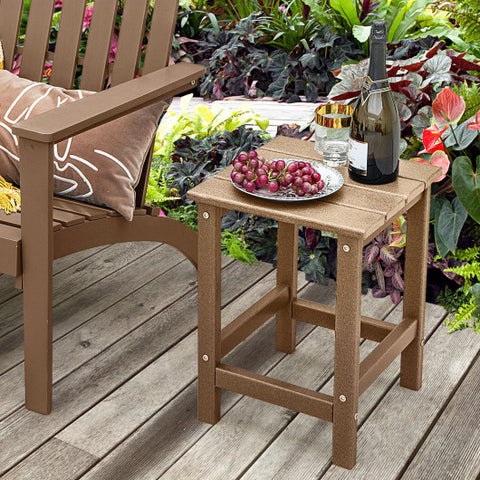 14 Inch Square Weather-Resistant Adirondack Side Table-Brown