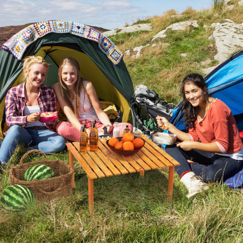 Folding Outdoor Camping Table with Carrying Bag for Picnics and Party-Natural