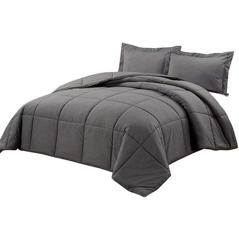 Twin Size Reversible Microfiber Down Alternative Comforter Set in Grey