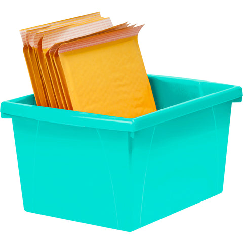 4 Gallon Storage Bin, Teal, Pack of 3