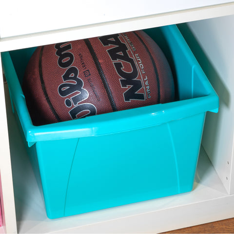 4 Gallon Storage Bin, Teal, Pack of 3