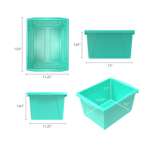 4 Gallon Storage Bin, Teal, Pack of 3