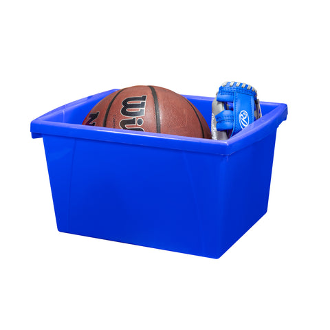 4 Gallon Storage Bin, Blue, Pack of 3