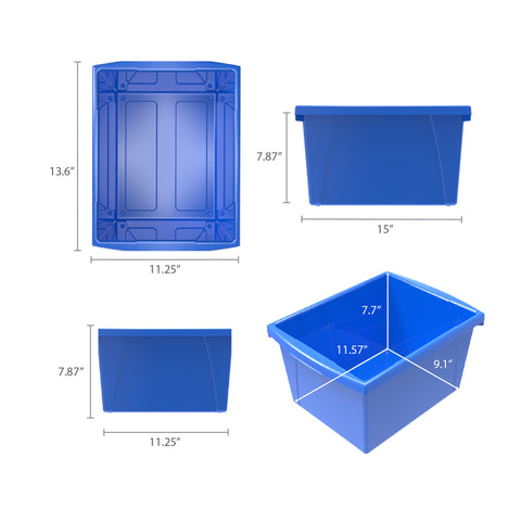 4 Gallon Storage Bin, Blue, Pack of 3