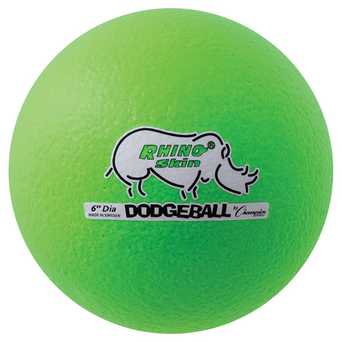 Rhino Skin® 6-Inch Low Bounce Dodgeball Set, Neon Green, Set of 6